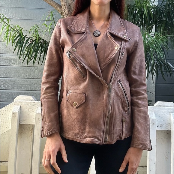 NWOT Free People Jealousy Leather Jacket Xsmall. Champagne. - Picture 5 of 14